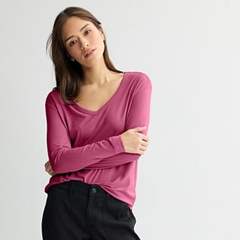 Juniors' SO® Long Sleeve V-Neck Tee