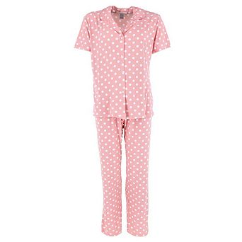 Gabriella Women's Notched Collar Polka Dot Pajama Set