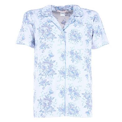 Gabriella Women's Floral Notched Collar Picot Pajama Set