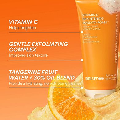 Vitamin C Brightening Daily Korean Mask-to-Foam Cleanser