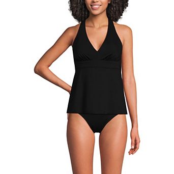 Women's Lands' End V-Neck Racerback Flutter Swim Top