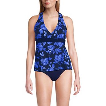 Women's Lands' End V-Neck Racerback Flutter Swim Top