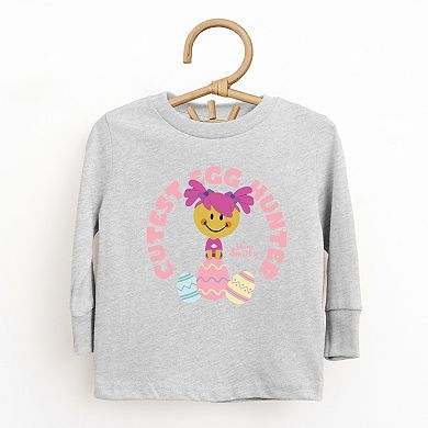 Mini Smiley Cutest Egg Hunter - Toddler Long Sleeve Graphic Tee