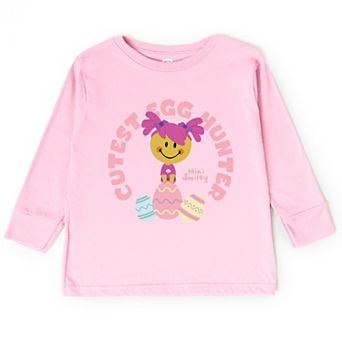 Mini Smiley Cutest Egg Hunter - Toddler Long Sleeve Graphic Tee