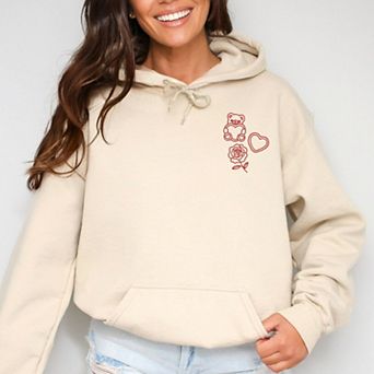 Embroidered Bear Hearts - Women's Graphic Hoodie