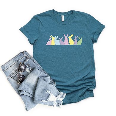 Colorful Bunnies Row - Women's Short Sleeve Graphic T-Shirt