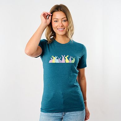 Colorful Bunnies Row - Women's Short Sleeve Graphic T-Shirt
