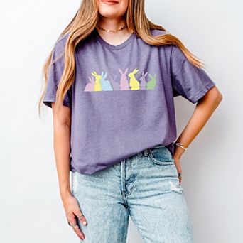 Colorful Bunnies Row - Women's Short Sleeve Graphic T-Shirt