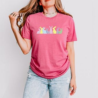 Colorful Bunnies Row - Women's Short Sleeve Graphic T-Shirt
