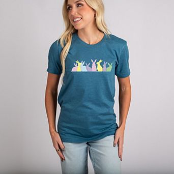 Colorful Bunnies Row - Women's Short Sleeve Graphic T-Shirt