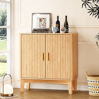 Adjustable Shelf Cabinet: Modern Fluted Design for Kitchen, Pantry, Entryway