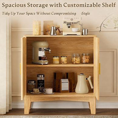 Adjustable Shelf Cabinet: Modern Fluted Design for Kitchen, Pantry, Entryway