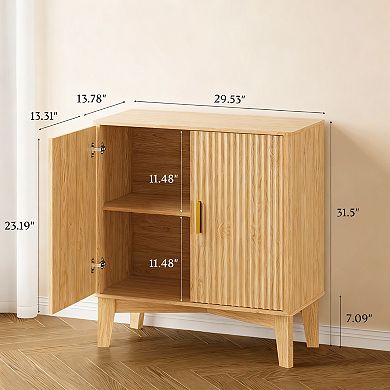 Adjustable Shelf Cabinet: Modern Fluted Design for Kitchen, Pantry, Entryway