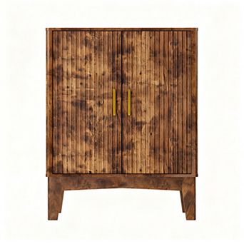 Adjustable Shelf Cabinet: Modern Fluted Design for Kitchen, Pantry, Entryway