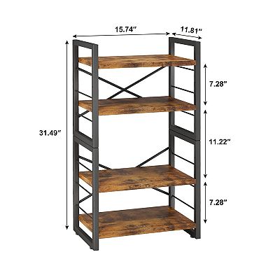 Adjustable 4-Tier Stackable Bookshelf - Space-Saving, Stylish, Portable