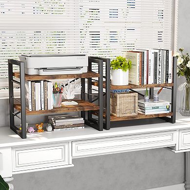 Adjustable 4-Tier Stackable Bookshelf - Space-Saving, Stylish, Portable