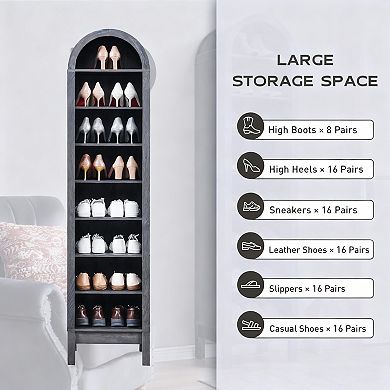 Arched Bookshelf, 70.9" Tall, 3 Adjustable Shelves, Space-saving, Sturdy