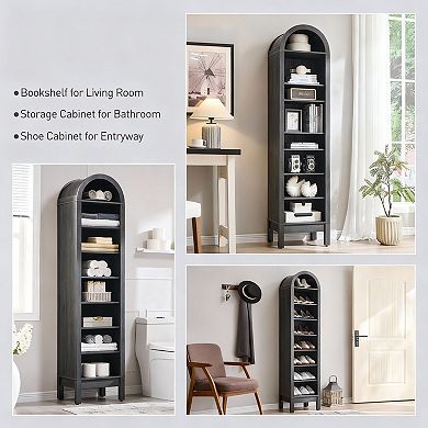 Arched Bookshelf, 70.9" Tall, 3 Adjustable Shelves, Space-saving, Sturdy