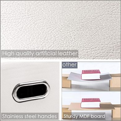 Collapsible Leather Fabric Storage Bins 5-Pack for Home/Office