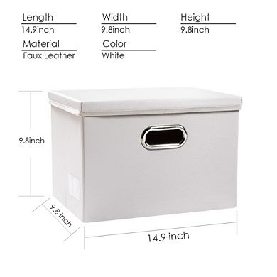 Collapsible Leather Fabric Storage Bins 5-Pack for Home/Office