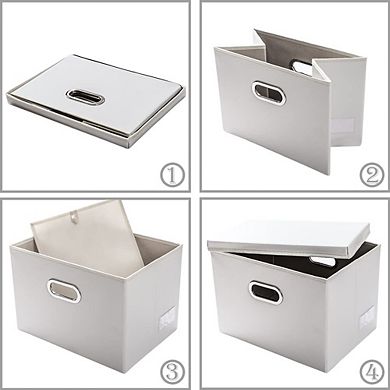 Collapsible Leather Fabric Storage Bins 5-Pack for Home/Office