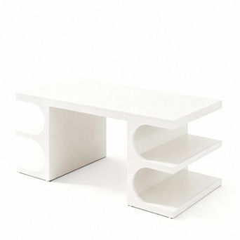 Curved Storage Desk - Modern, Multi-Use, Easy Assembly