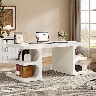 Curved Storage Desk - Modern, Multi-Use, Easy Assembly