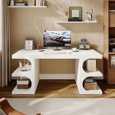 Curved Storage Desk - Modern, Multi-Use, Easy Assembly