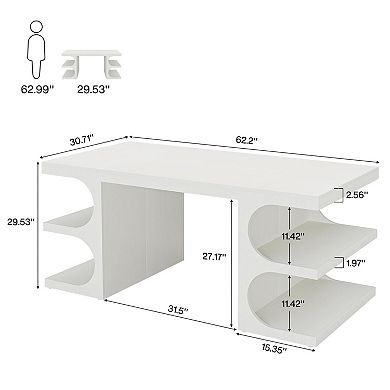 Curved Storage Desk - Modern, Multi-Use, Easy Assembly