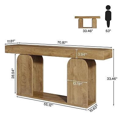 Double-layer storage console table, long sofa table, suitable for living room, hallway, foyer