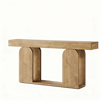 Double-layer storage console table, long sofa table, suitable for living room, hallway, foyer