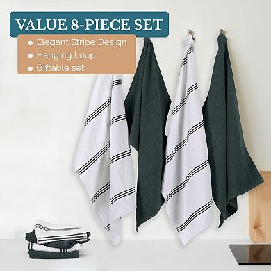 8pc Cotton Kitchen Towels: 4x16"x26", 4x13"x13" - Absorbent, Durable, Multi-Purpose