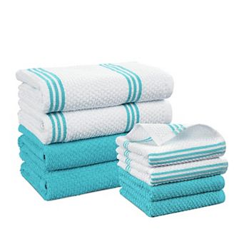 8 pc Cotton Kitchen Towels: 4x16"x26", 4x13"x13" - Absorbent, Durable, Multi-Purpose