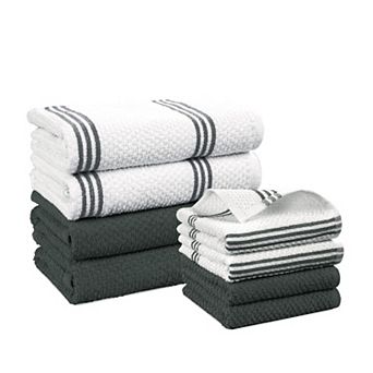 8 pc Cotton Kitchen Towels: 4x16"x26", 4x13"x13" - Absorbent, Durable, Multi-Purpose