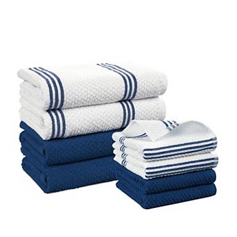8 pc Cotton Kitchen Towels: 4x16"x26", 4x13"x13" - Absorbent, Durable, Multi-Purpose