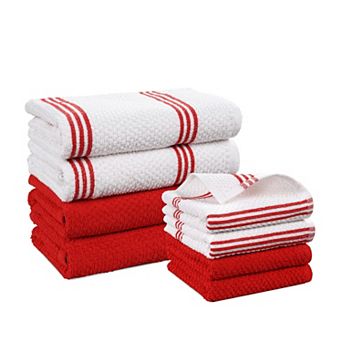 8 pc Cotton Kitchen Towels: 4x16"x26", 4x13"x13" - Absorbent, Durable, Multi-Purpose
