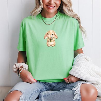 Easter Bunny Watercolor - Women's Garment Dyed Graphic T-Shirt