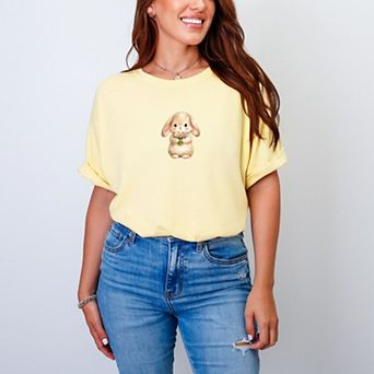 Easter Bunny Watercolor - Women's Garment Dyed Graphic T-Shirt