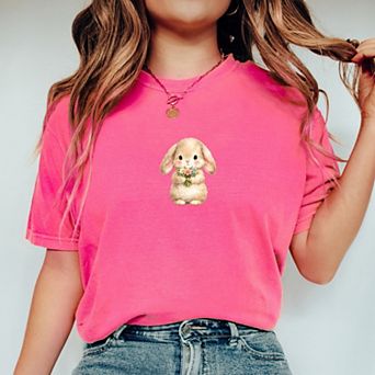 Easter Bunny Watercolor - Women's Garment Dyed Graphic T-Shirt