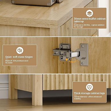 Eco-Friendly Fluted Buffet Cabinet with Adjustable Shelves