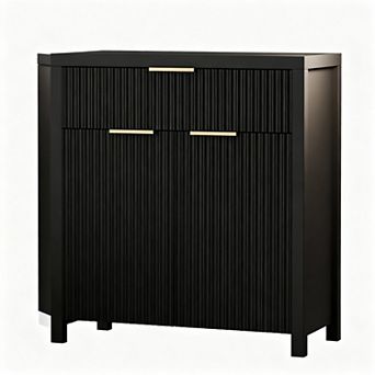 Eco-Friendly Fluted Buffet Cabinet with Adjustable Shelves