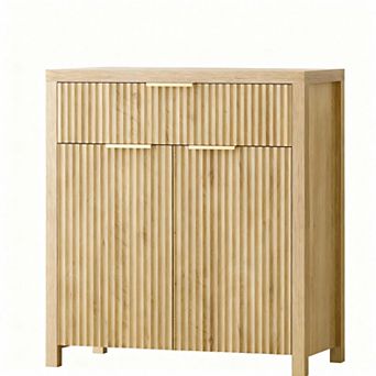 Eco-Friendly Fluted Buffet Cabinet with Adjustable Shelves