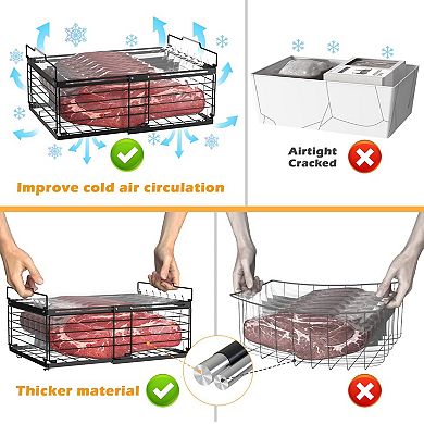 Adjustable Stackable Metal Bins for Efficient Freezer Storage