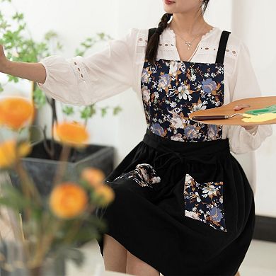 Cute Floral Chef Apron with Pockets for Cooking, Baking, and Gardening