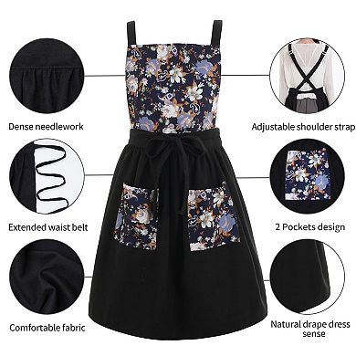 Cute Floral Chef Apron with Pockets for Cooking, Baking, and Gardening