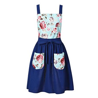 Cute Floral Chef Apron with Pockets for Cooking, Baking, and Gardening