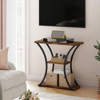 Elegant 3-Tier Console Table with Curved Metal Frames for Entryways