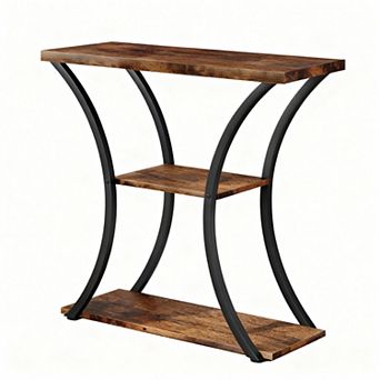 Elegant 3 tier Console Table with Curved Metal Frames for Entryways