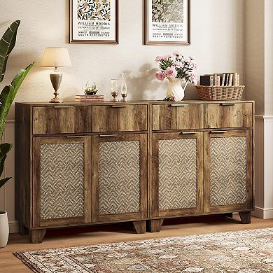Boho Farmhouse Sideboard with 2 Doors 2 Drawers for Living Room