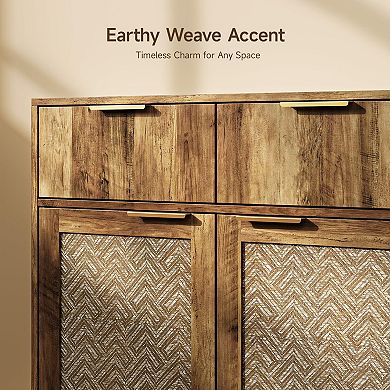 Boho Farmhouse Sideboard with 2 Doors 2 Drawers for Living Room